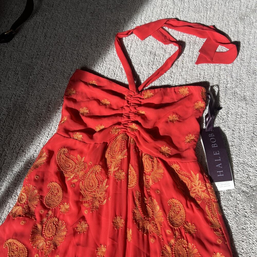 Hale Bob Cabana Floral Strapless Mini Dress Size XS NWT In Tangerine - Picture 2 of 10